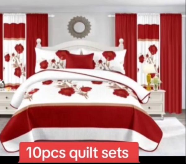 Red Priscilla 10 pcs Quilt Set