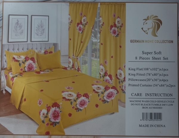 Super Soft 8 Pieces Sheet Set with Matching Curtains
